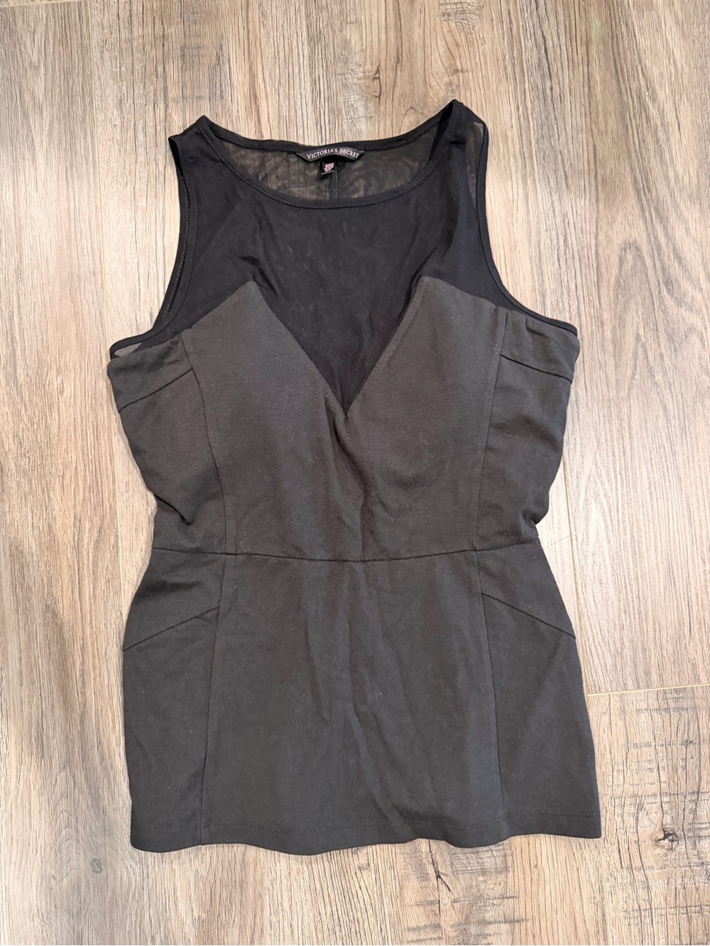 Victoria's Secret Black Mesh-Inset Tank Top size small
